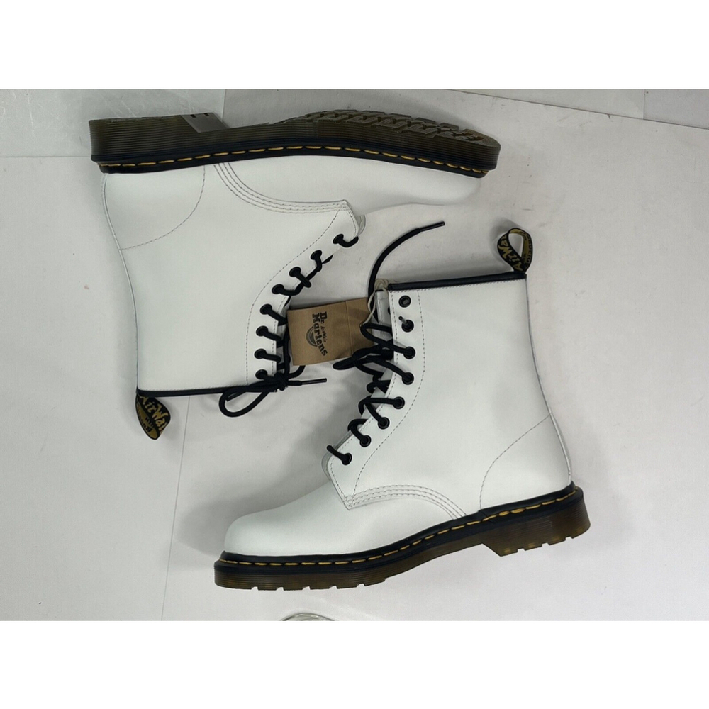 Dr. Martens White Combat Boots Women Size 10 Leather Black 8-Eye New No Box - Picture 12 of 14